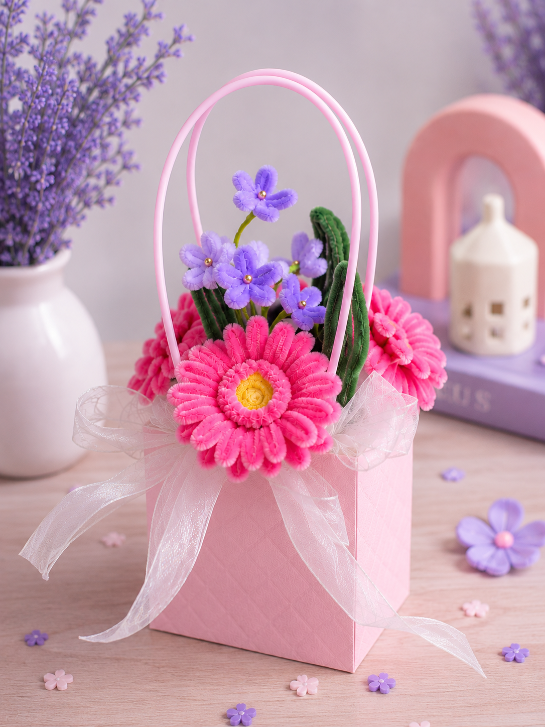 Pink Gerberra Flower Box | Pipe cleaner | Handmade