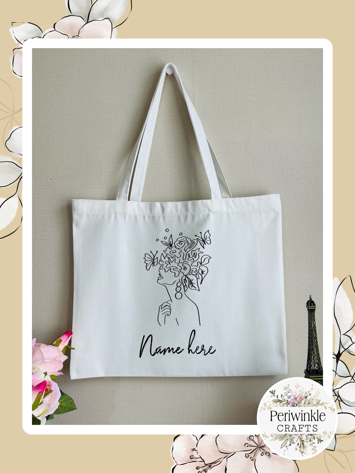 Women Line Art Tote Bag