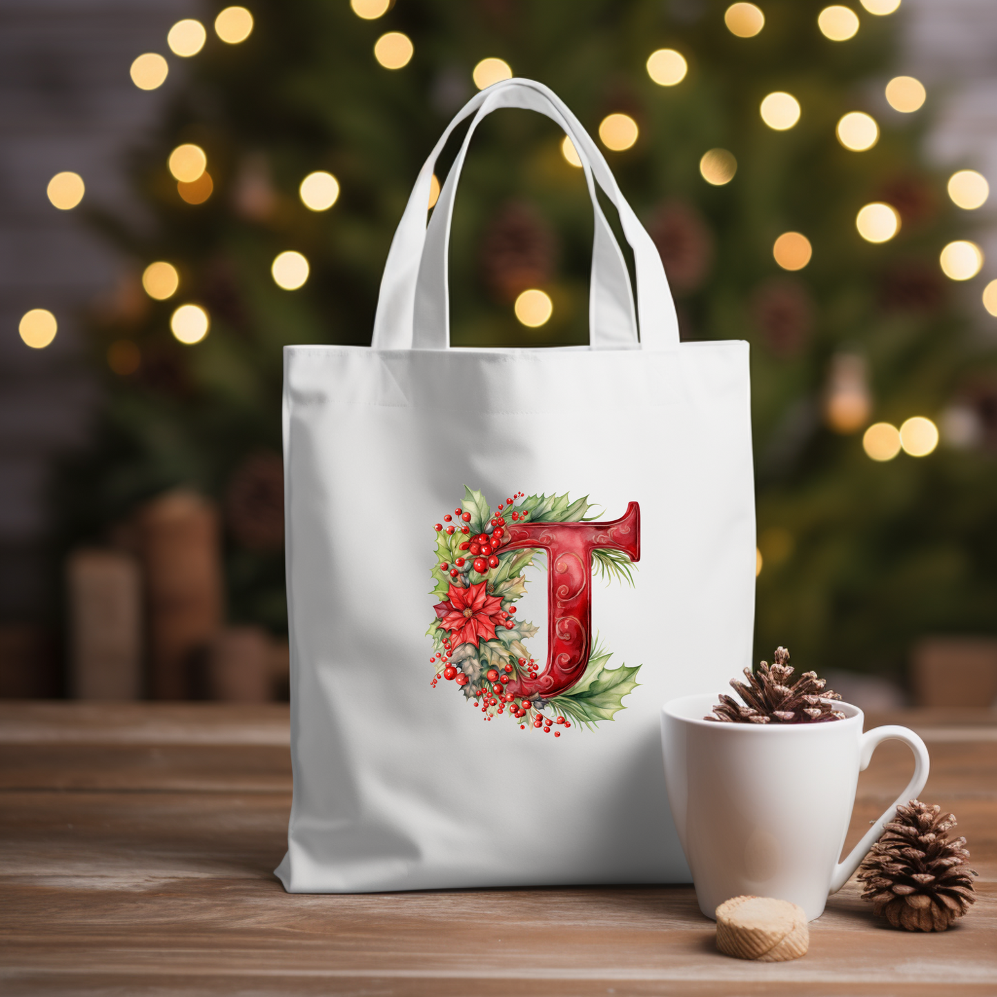 Christmas Alphabet - Red | Canvas Tote Bag | Customisable bag