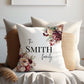 Red and Peach Floral Design | Family Throw Pillow | Personalise