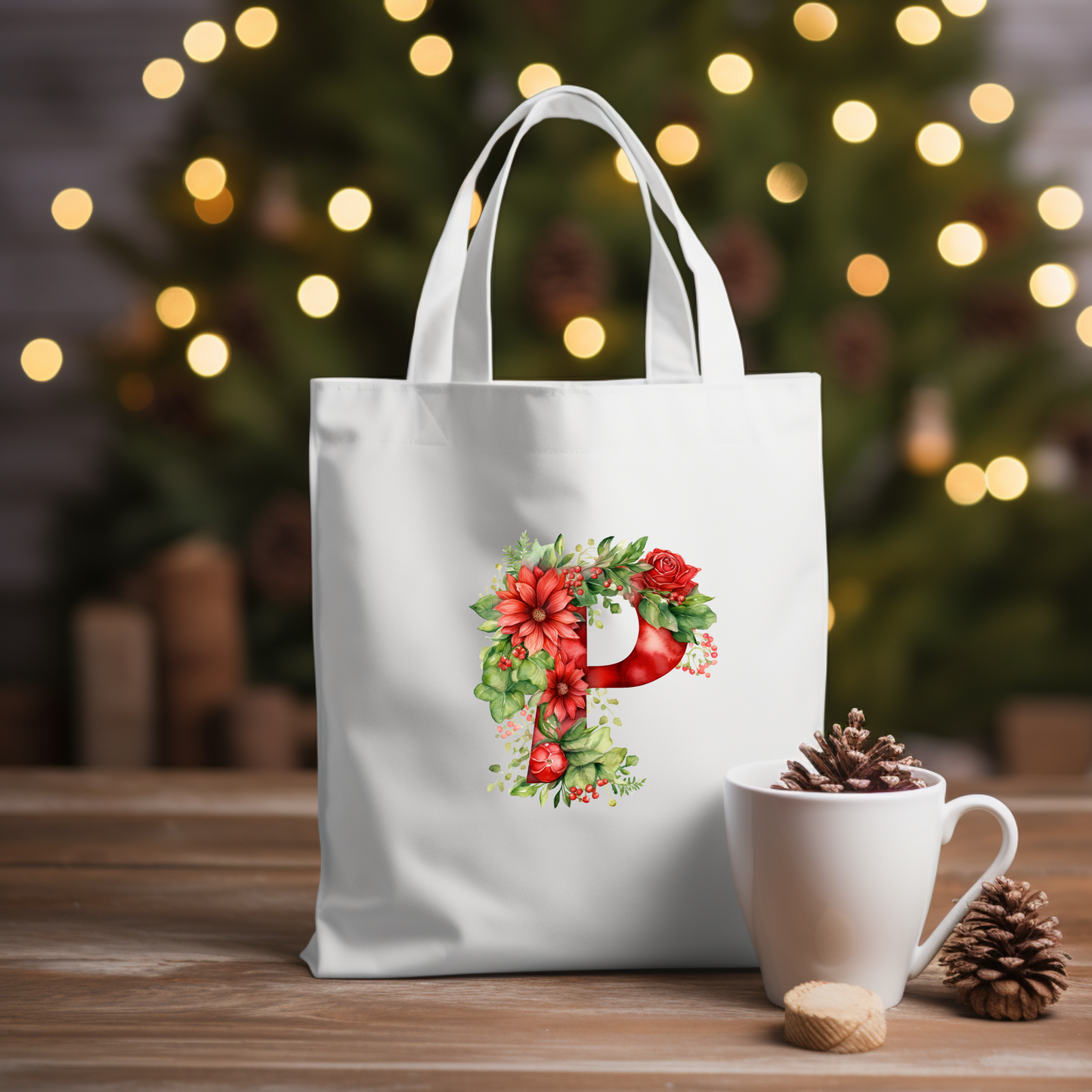 Christmas Alphabet - Red | Canvas Tote Bag | Customisable bag