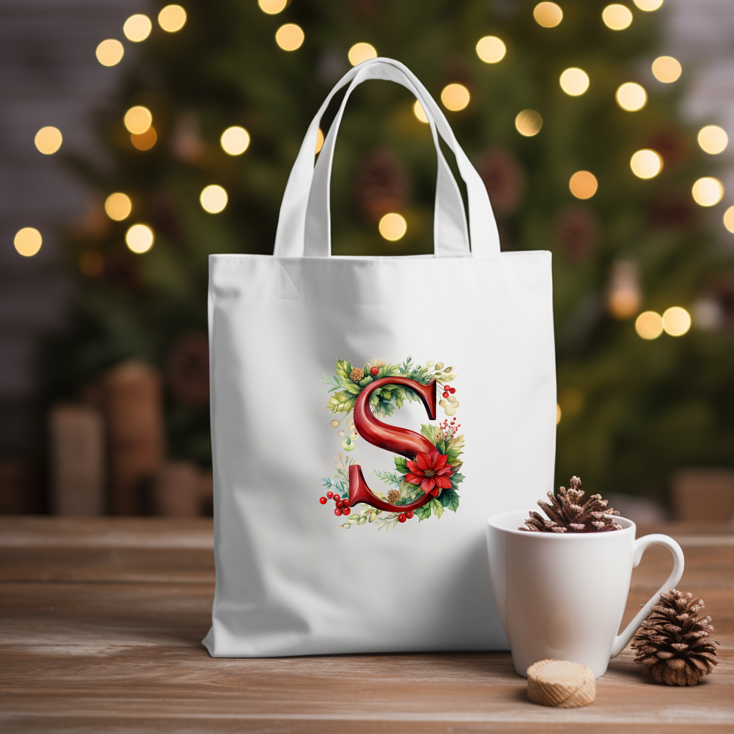 Christmas Alphabet - Red | Canvas Tote Bag | Customisable bag