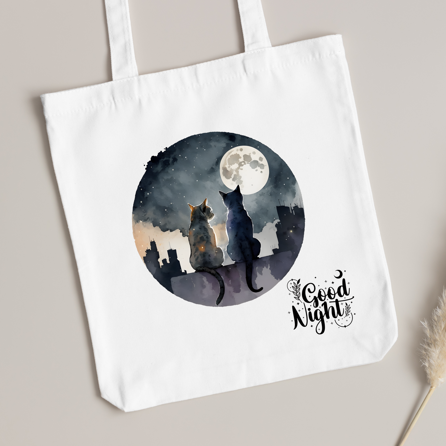 Cat at Night tote Design | Bags