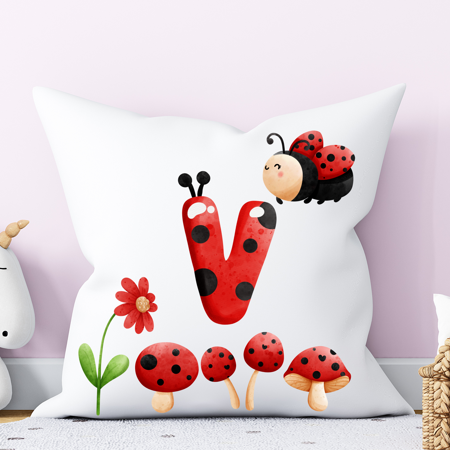 LadyBug Alphabet Pillow | Children Pillow