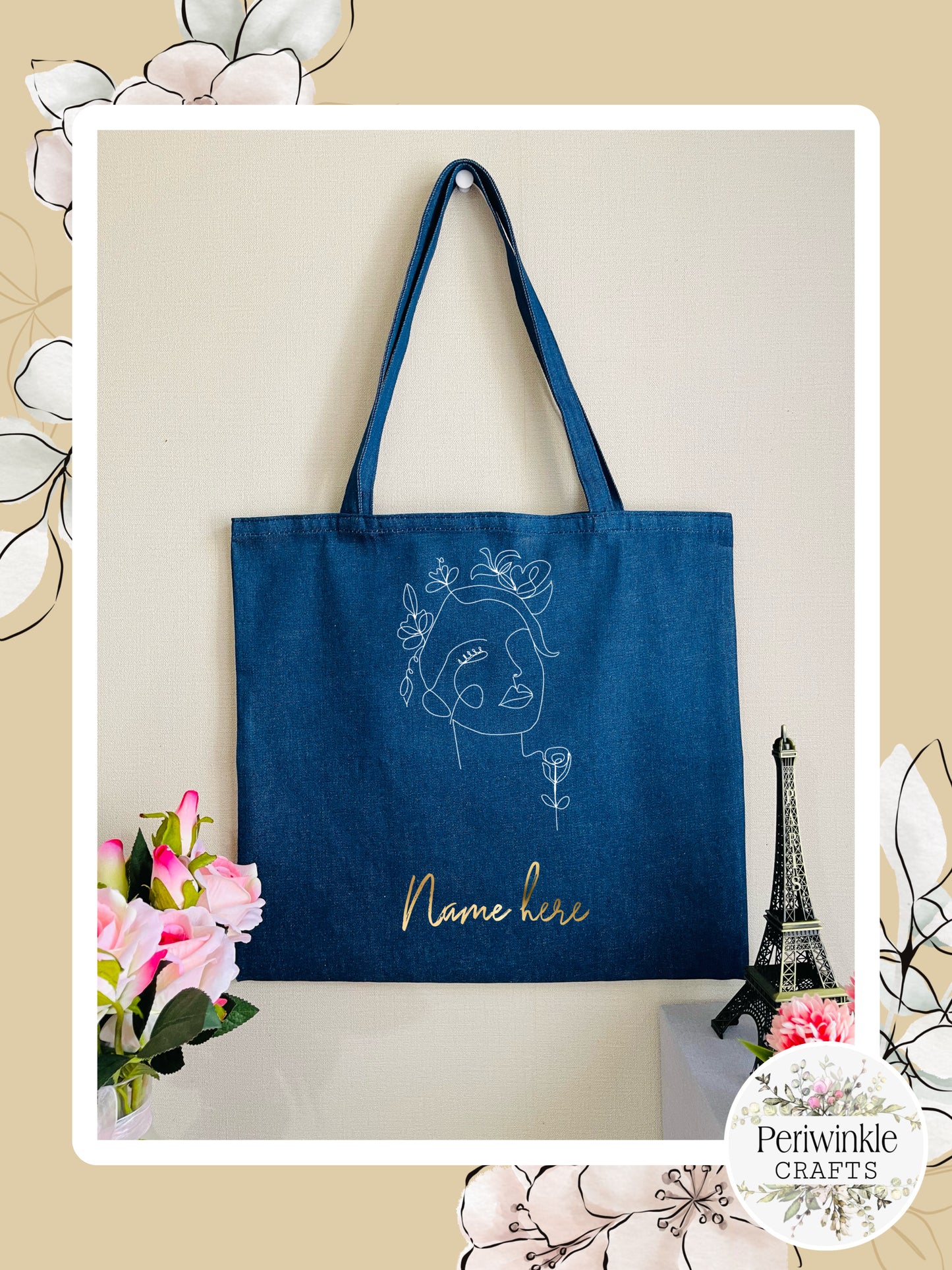 Women Line Art Tote Bag