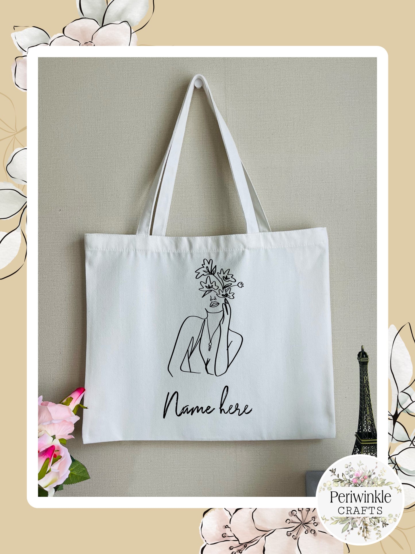 Women Line Art Tote Bag