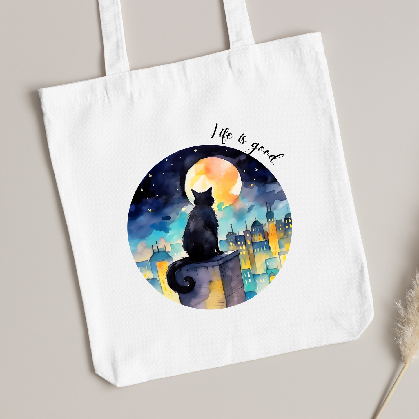 Cat at Night tote Design | Bags