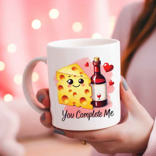 You complete mug - cheese and wine design | Customisable mug | Gift Ideas