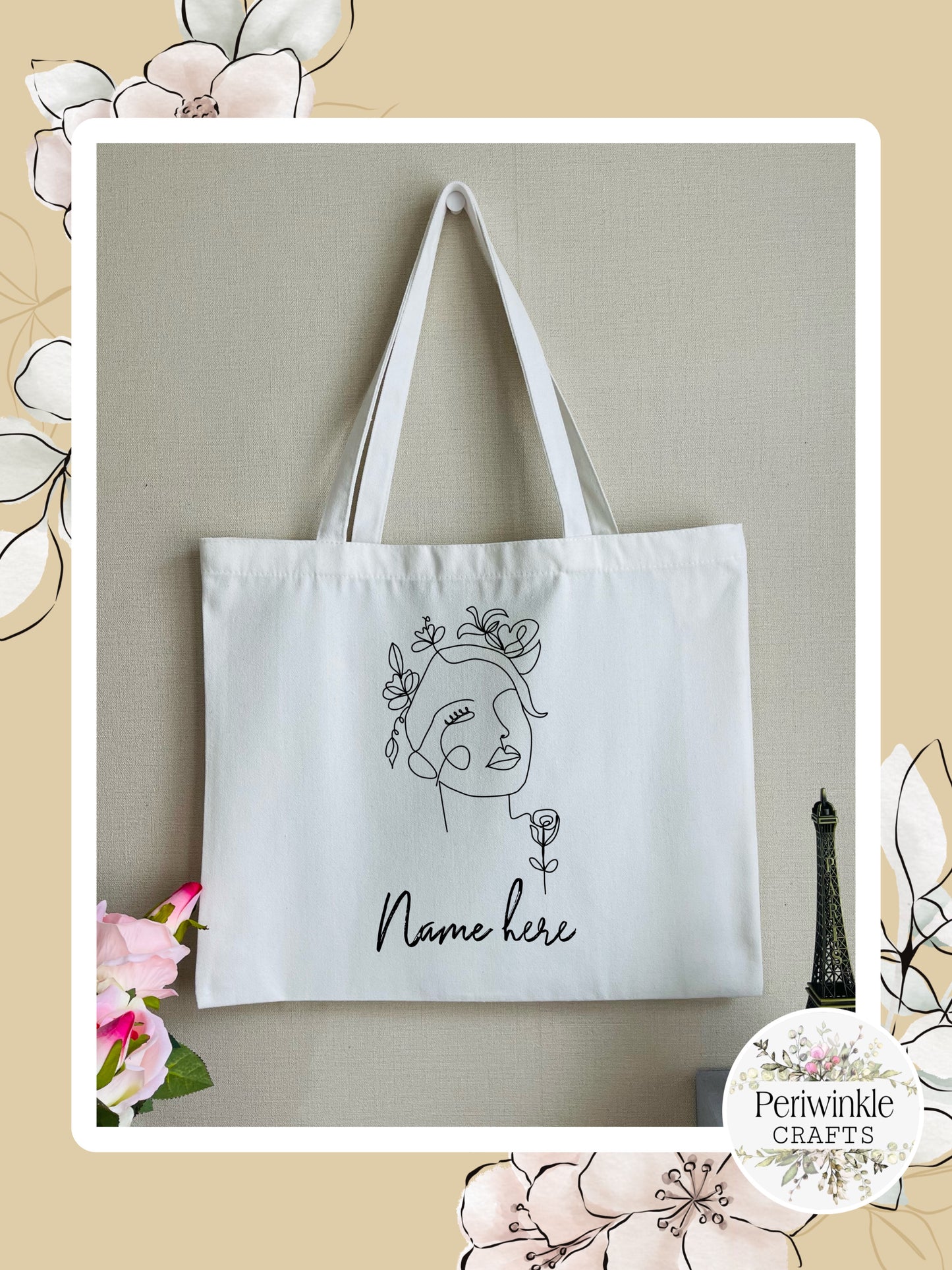 Women Line Art Tote Bag