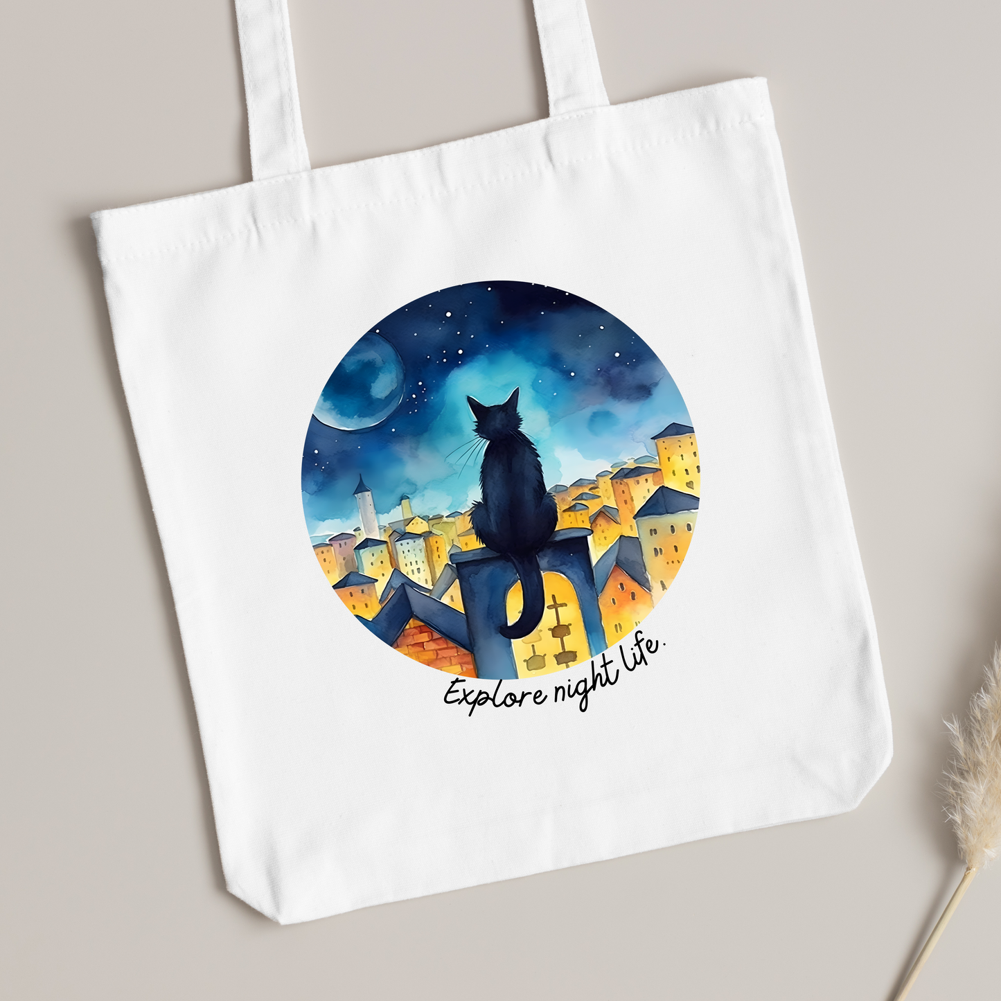 Cat at Night tote Design | Bags