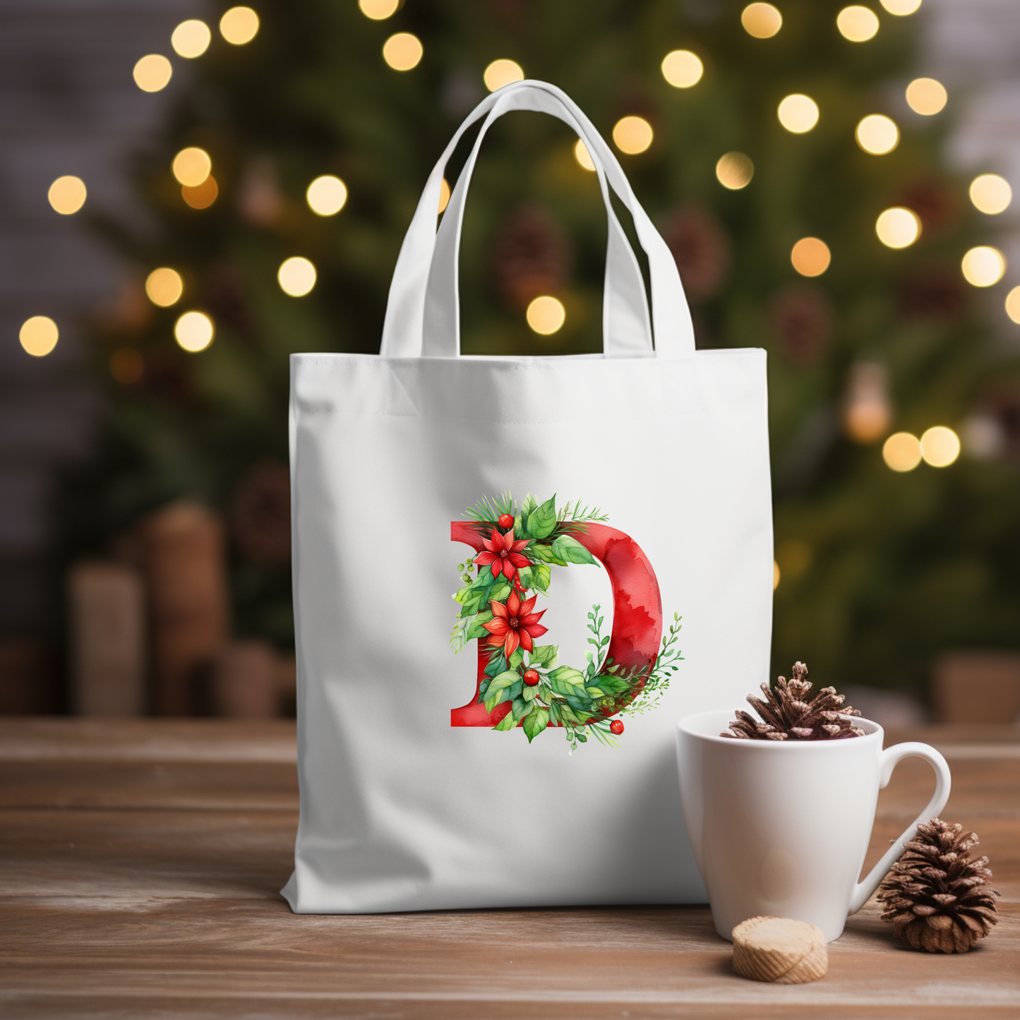 Christmas Alphabet - Red | Canvas Tote Bag | Customisable bag