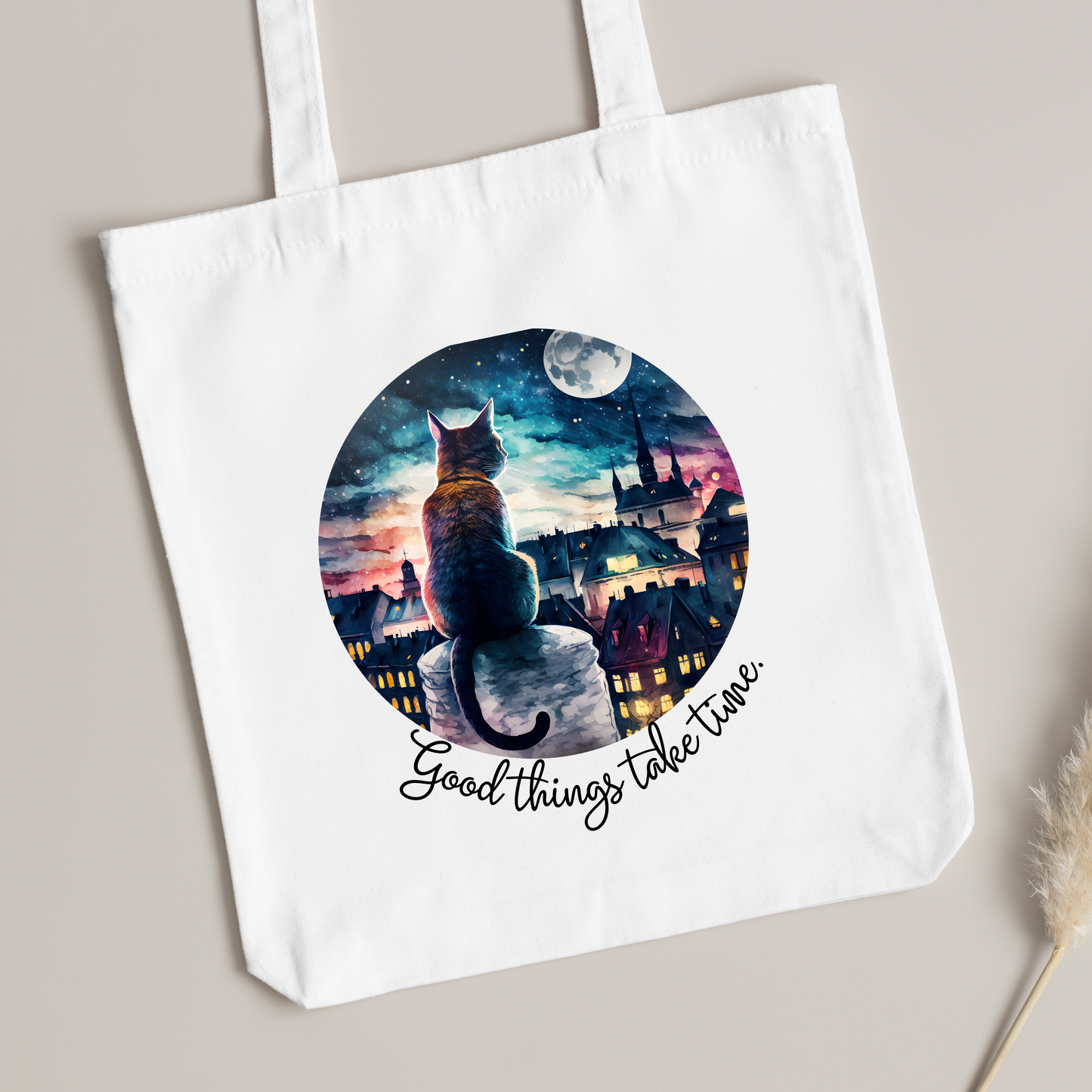 Cat at Night tote Design | Bags