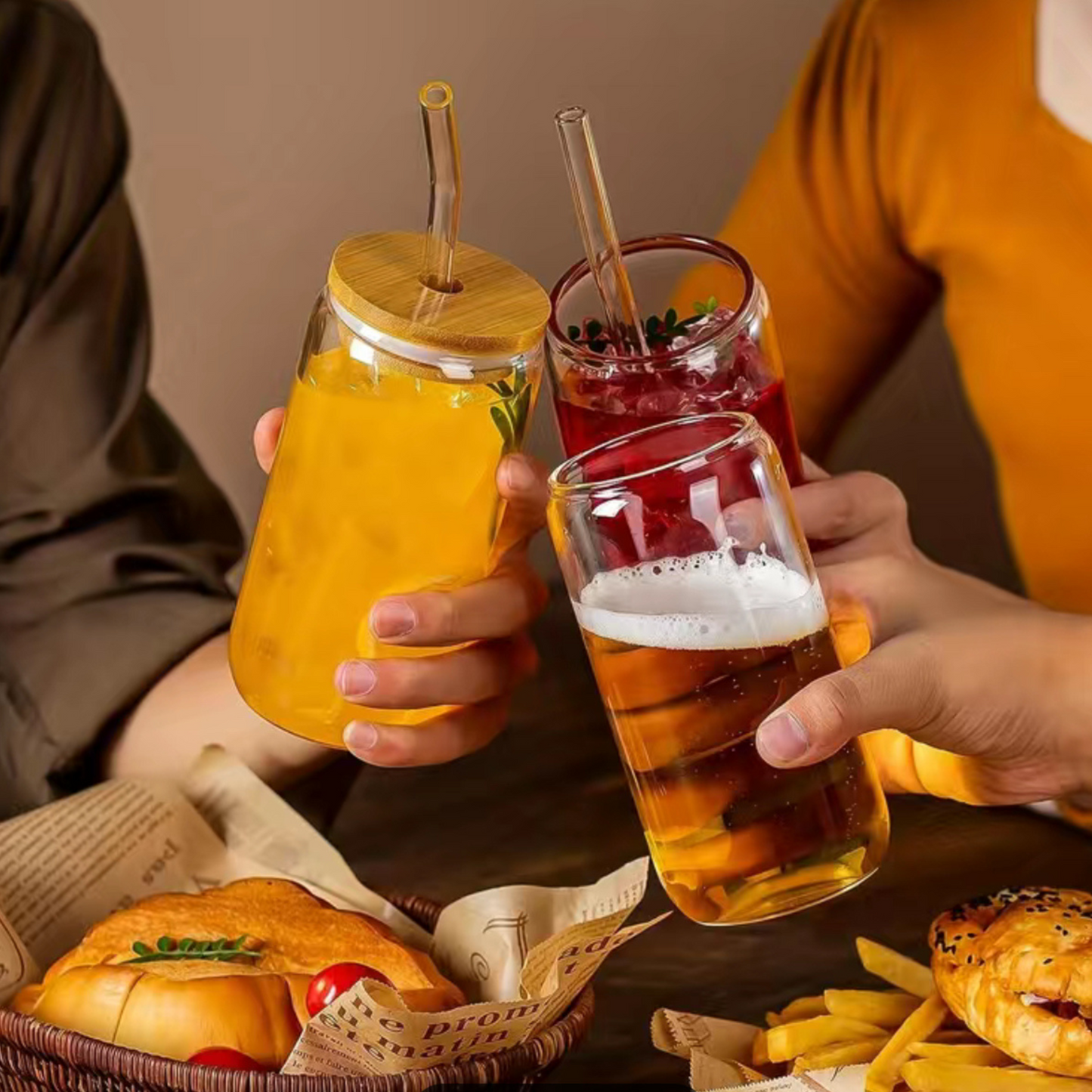 Personalised Glass Tumbler with glass Straw