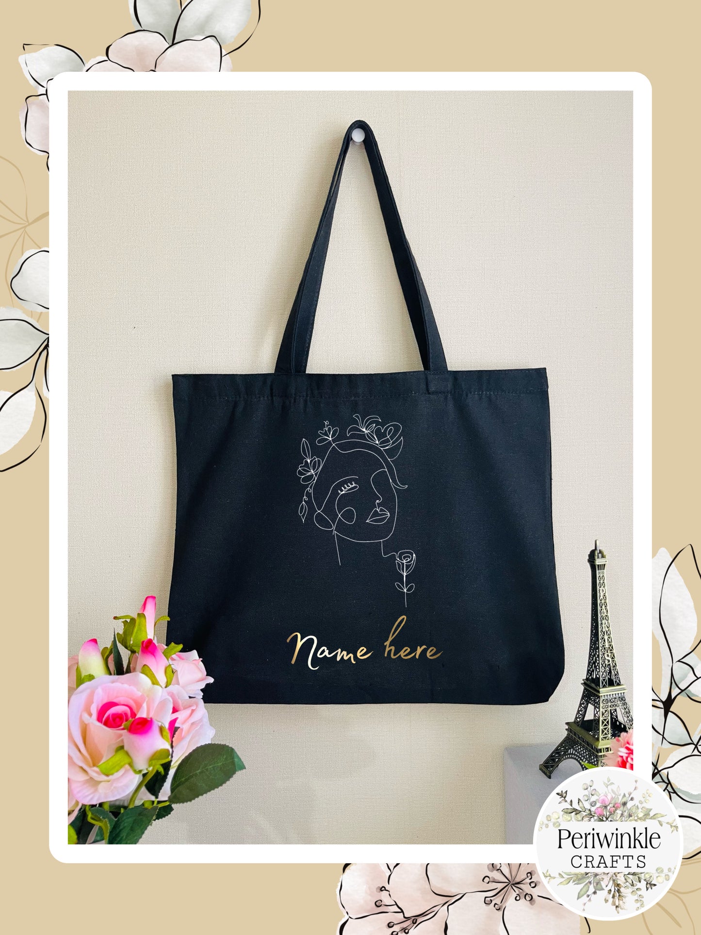 Women Line Art Tote Bag