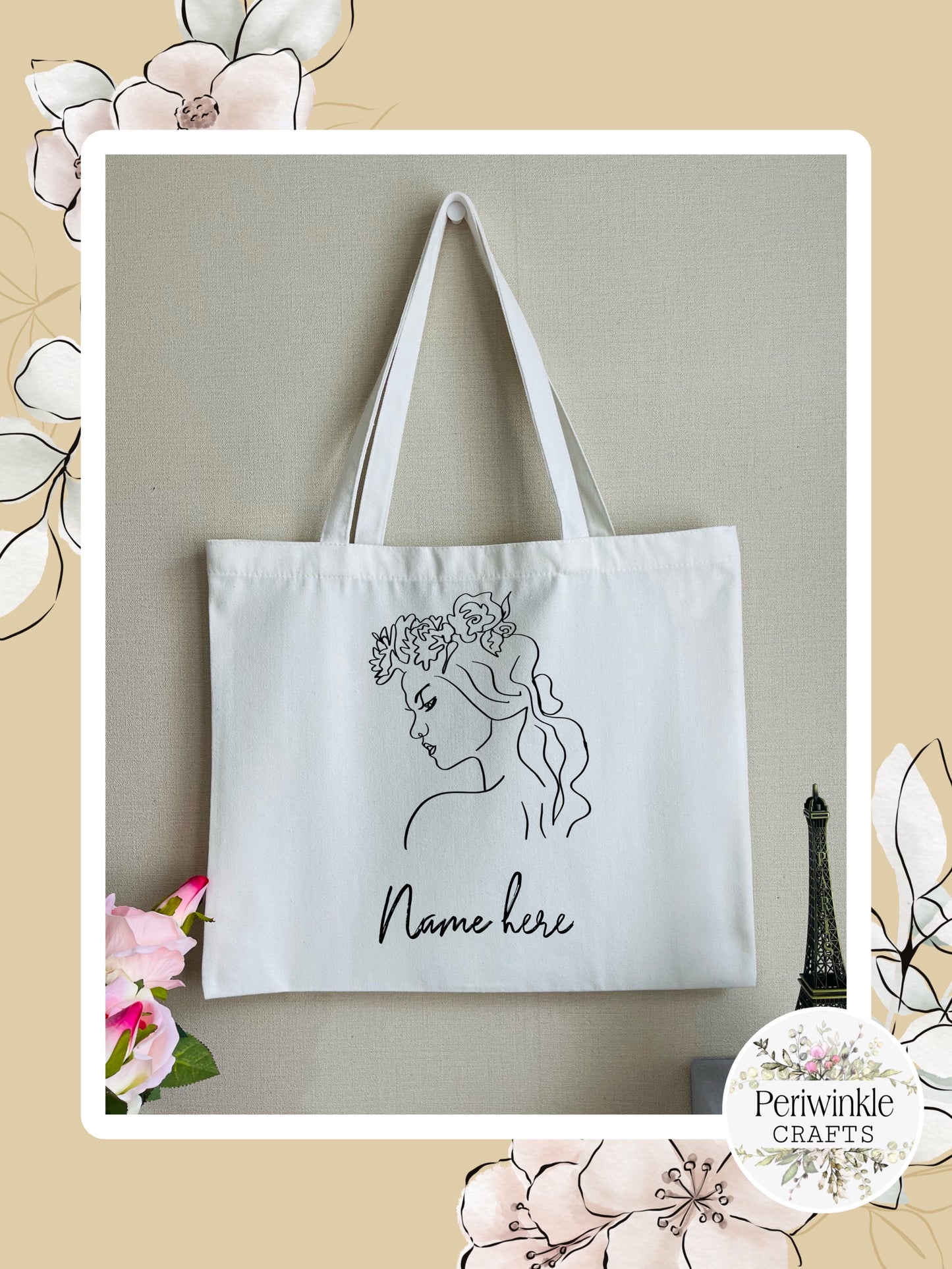 Women Line Art Tote Bag