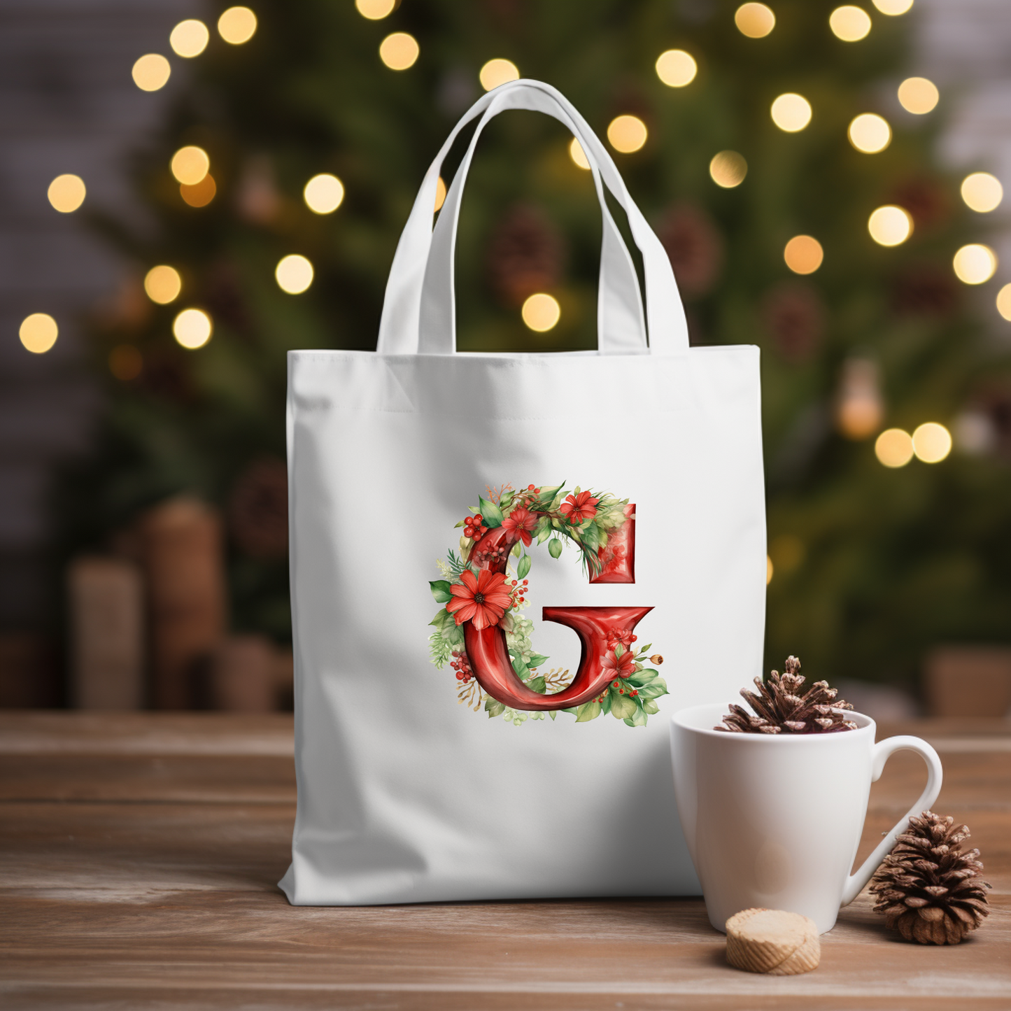 Christmas Alphabet - Red | Canvas Tote Bag | Customisable bag