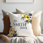 Blue and Yellow Floral | Family Throw Pillow | Personalise