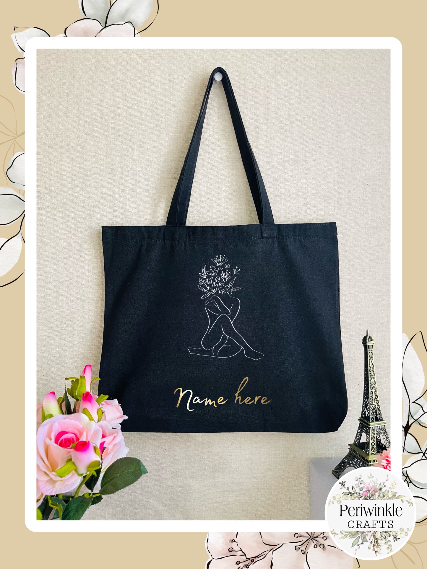 Women Line Art Tote Bag