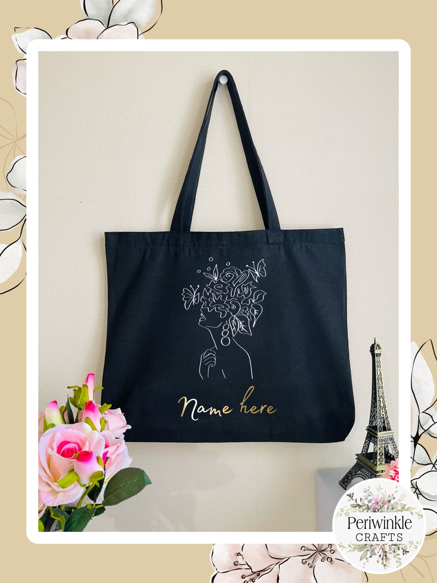 Women Line Art Tote Bag