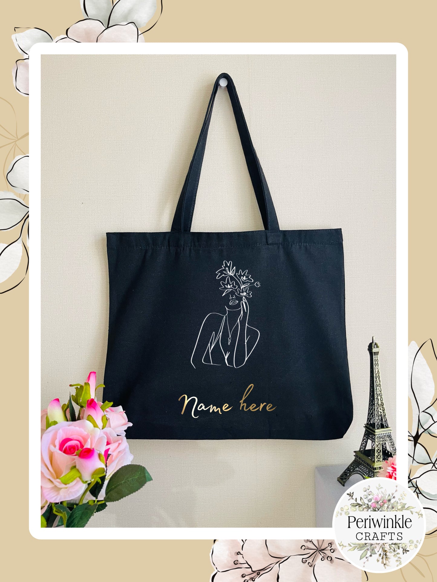 Women Line Art Tote Bag