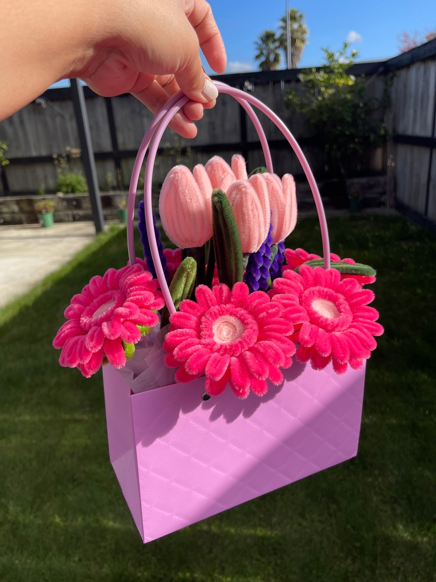 Pink Gerberra Flower Box | Pipe cleaner | Handmade
