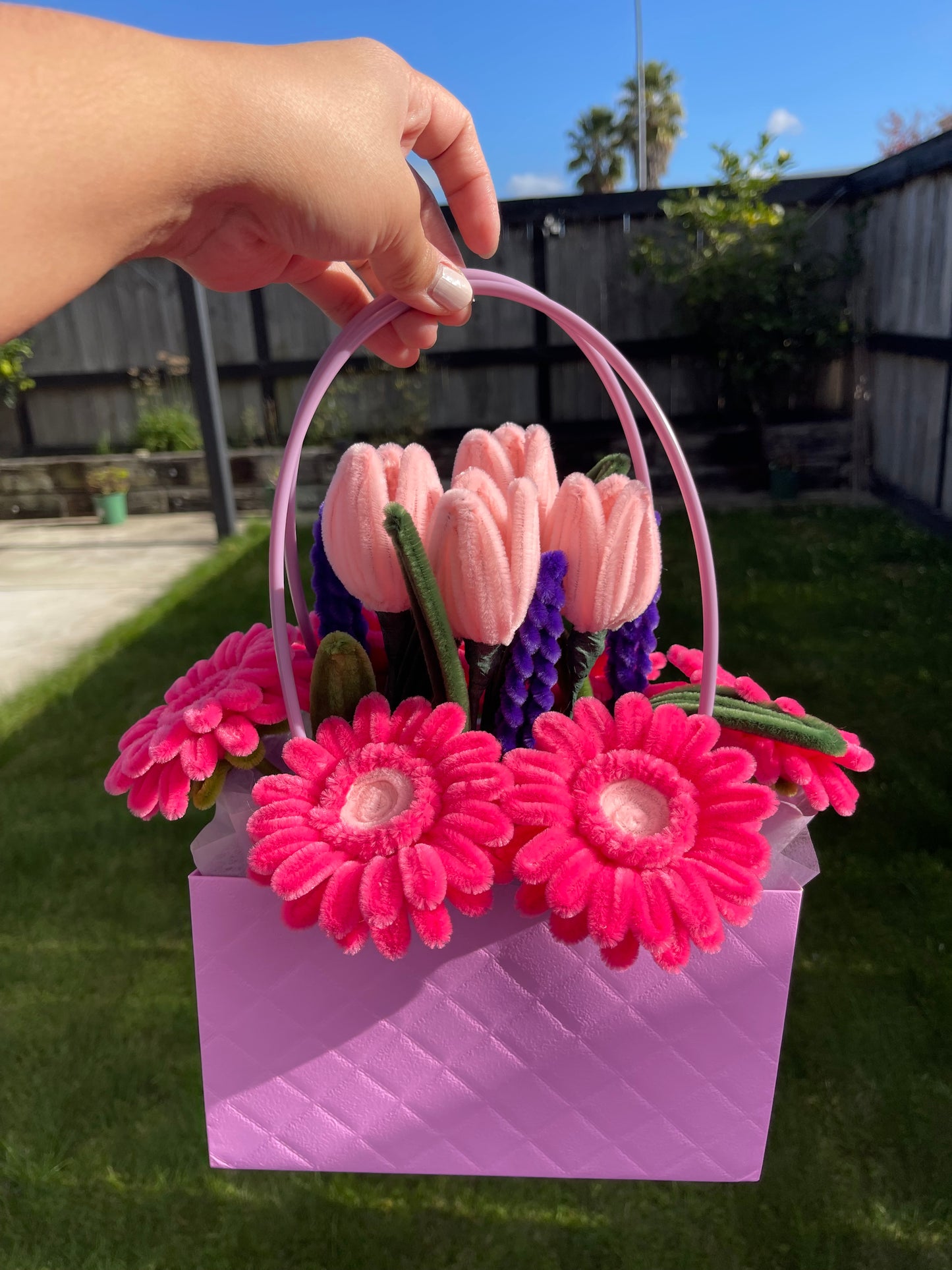 Pink Gerberra Flower Box | Pipe cleaner | Handmade