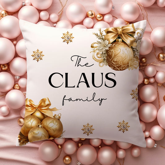 Gold Christmas Family Cushion Cover | Customisable pillowcase