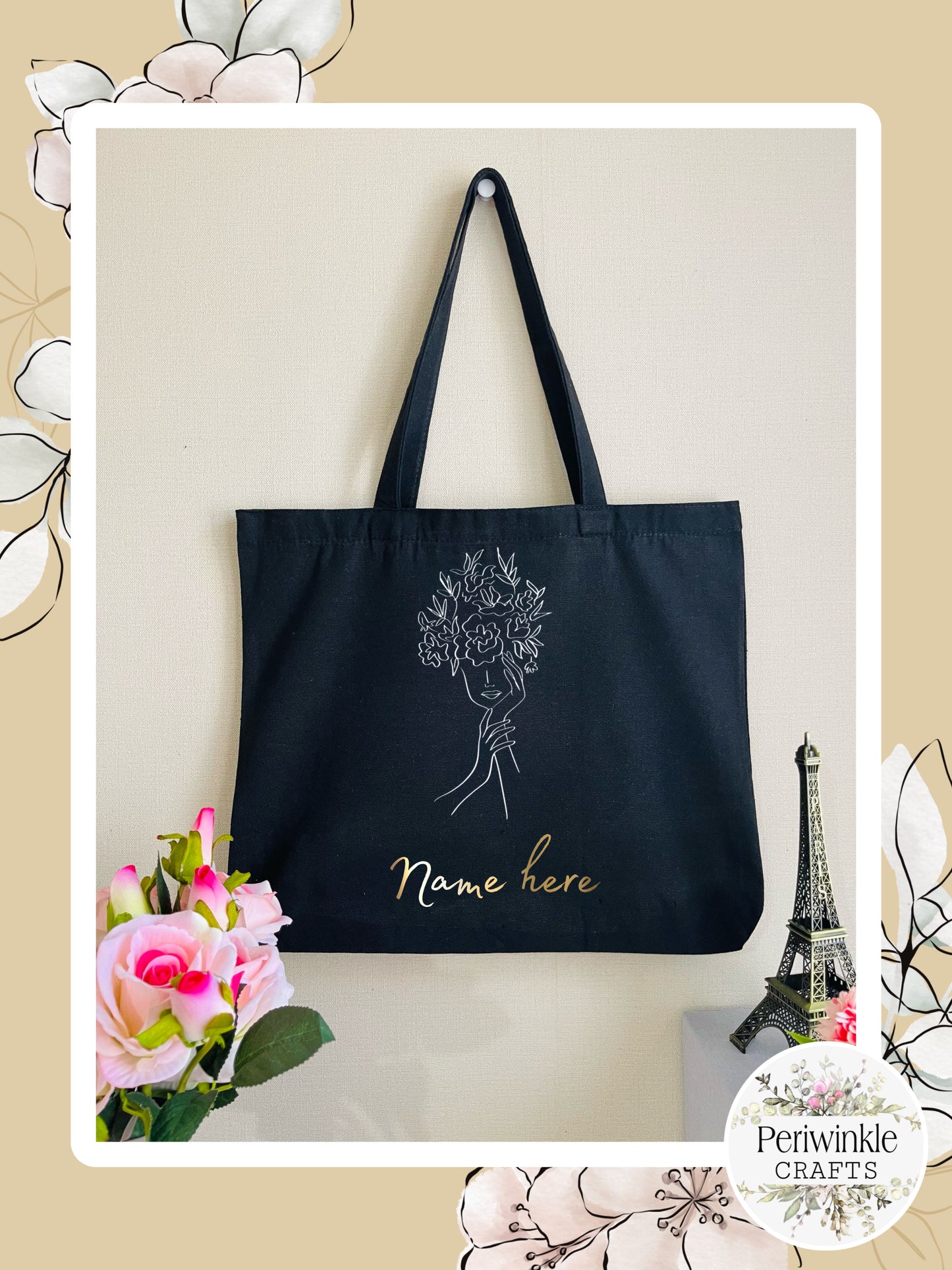 Women Line Art Tote Bag