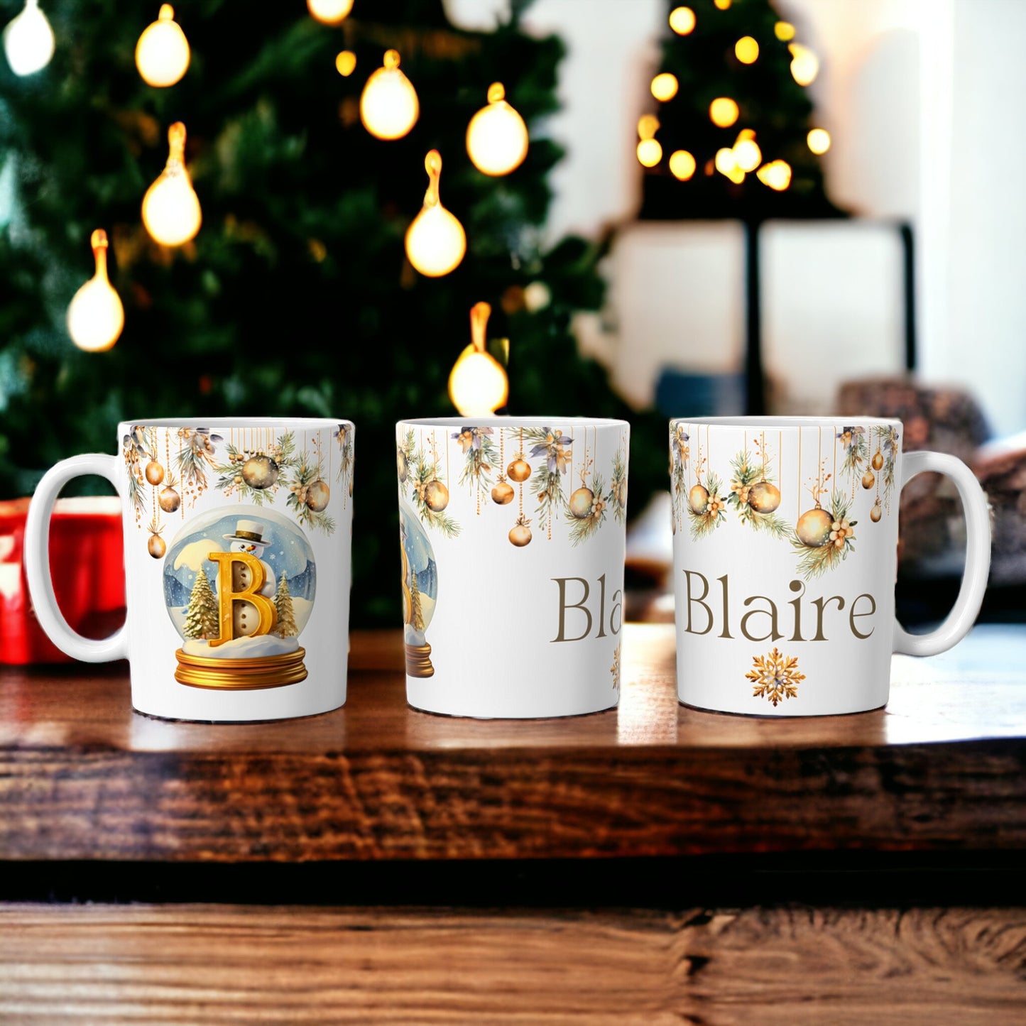 Gold Christmas Mug | Customisable Mugs