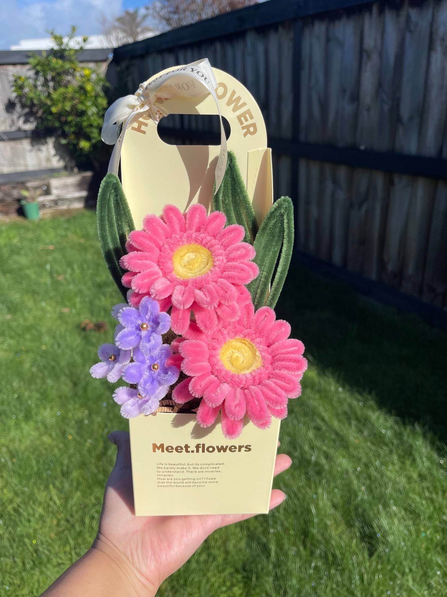Pink Gerberra Flower Box | Pipe cleaner | Handmade