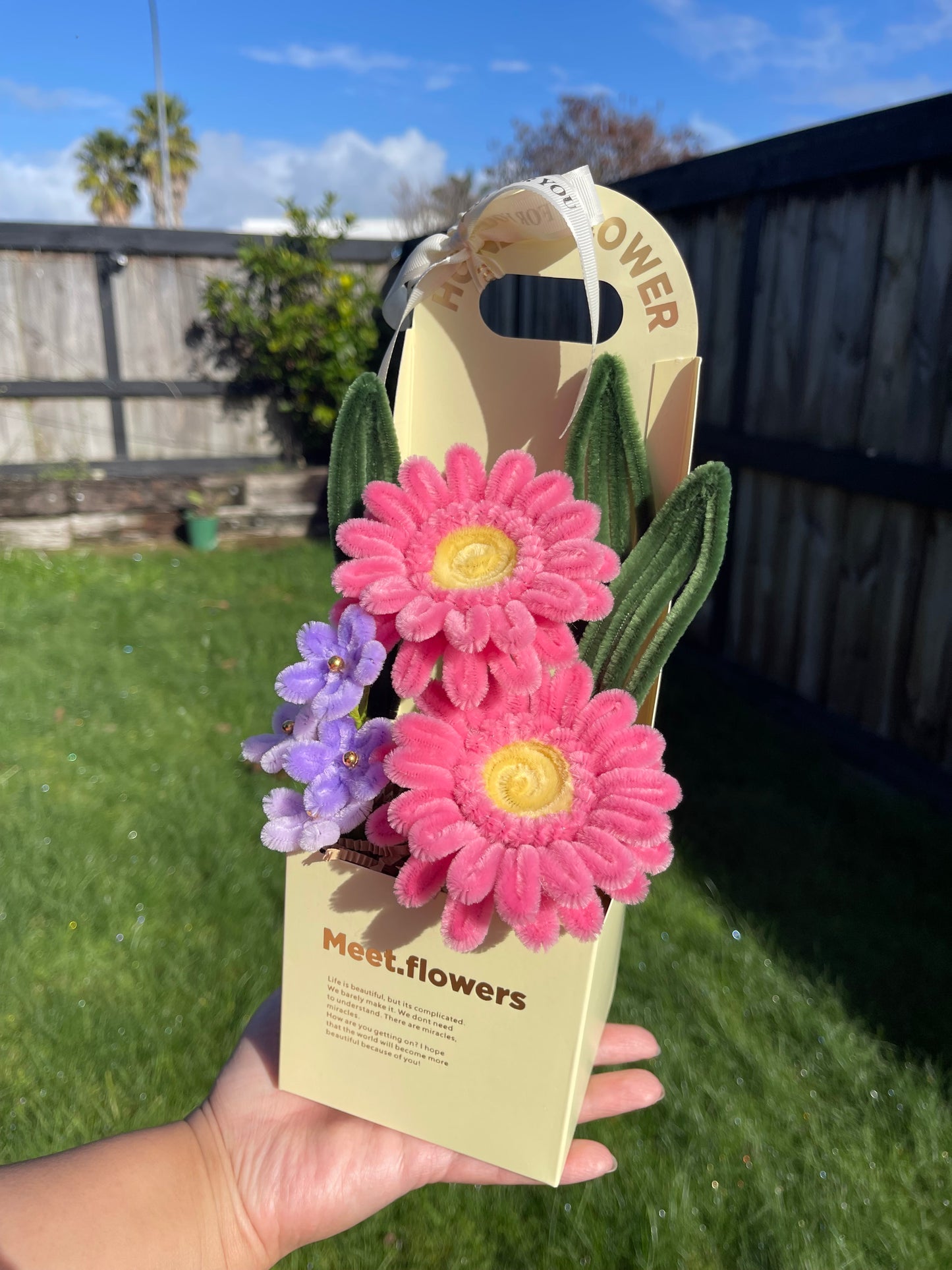 Pink Gerberra Flower Box | Pipe cleaner | Handmade
