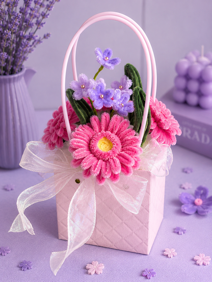 Pink Gerberra Flower Box | Pipe cleaner | Handmade