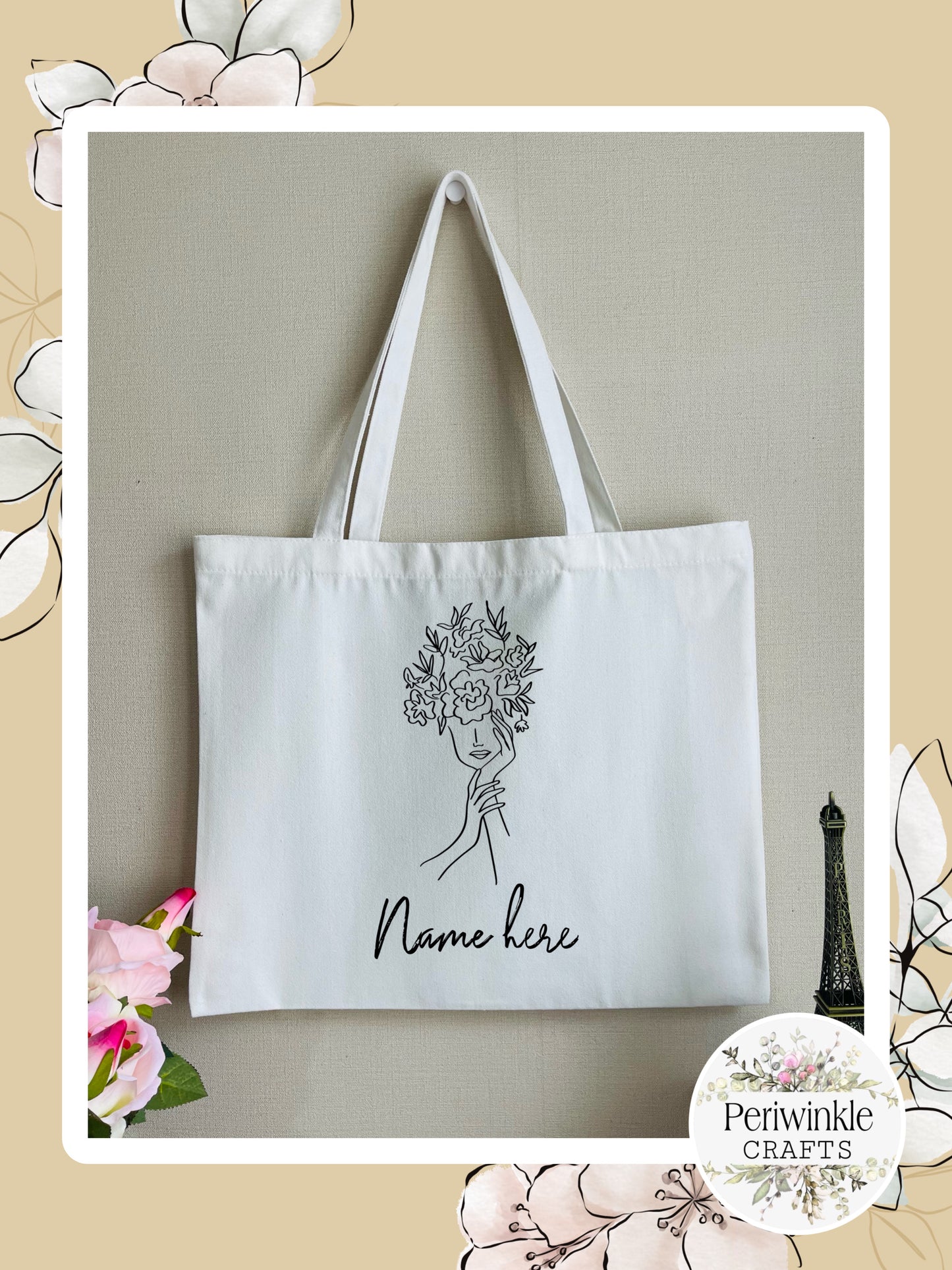 Women Line Art Tote Bag