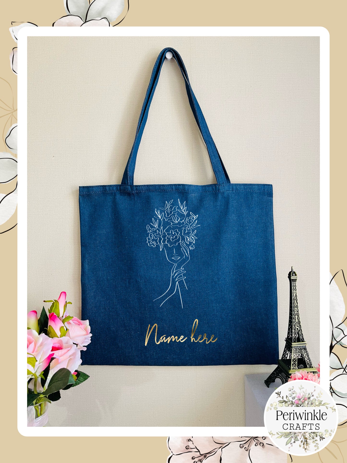 Women Line Art Tote Bag