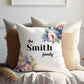 Floral Pastel Blue | Family Throw Pillow | Personalise