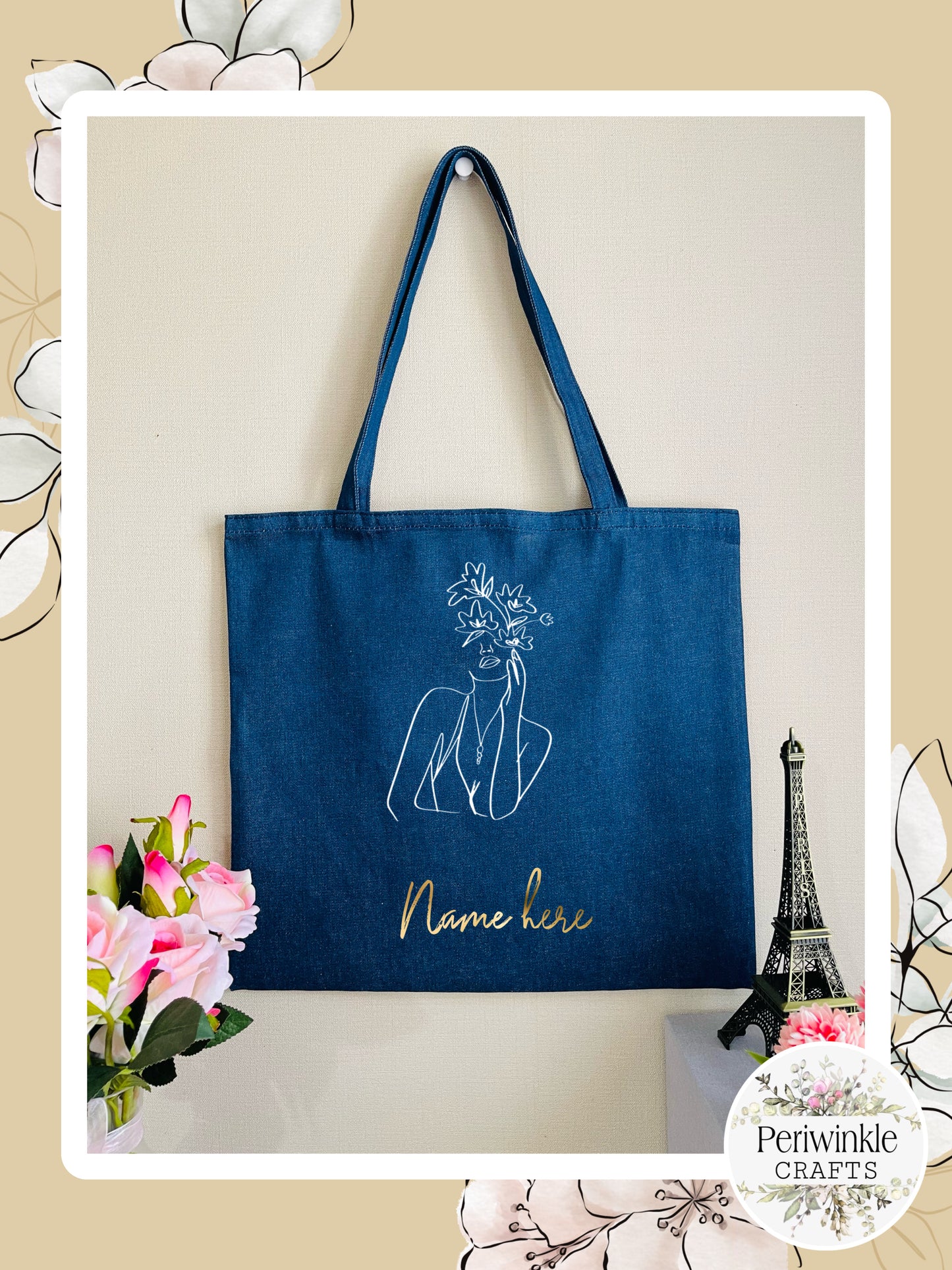 Women Line Art Tote Bag