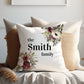 Red and Peach Floral Design | Family Throw Pillow | Personalise