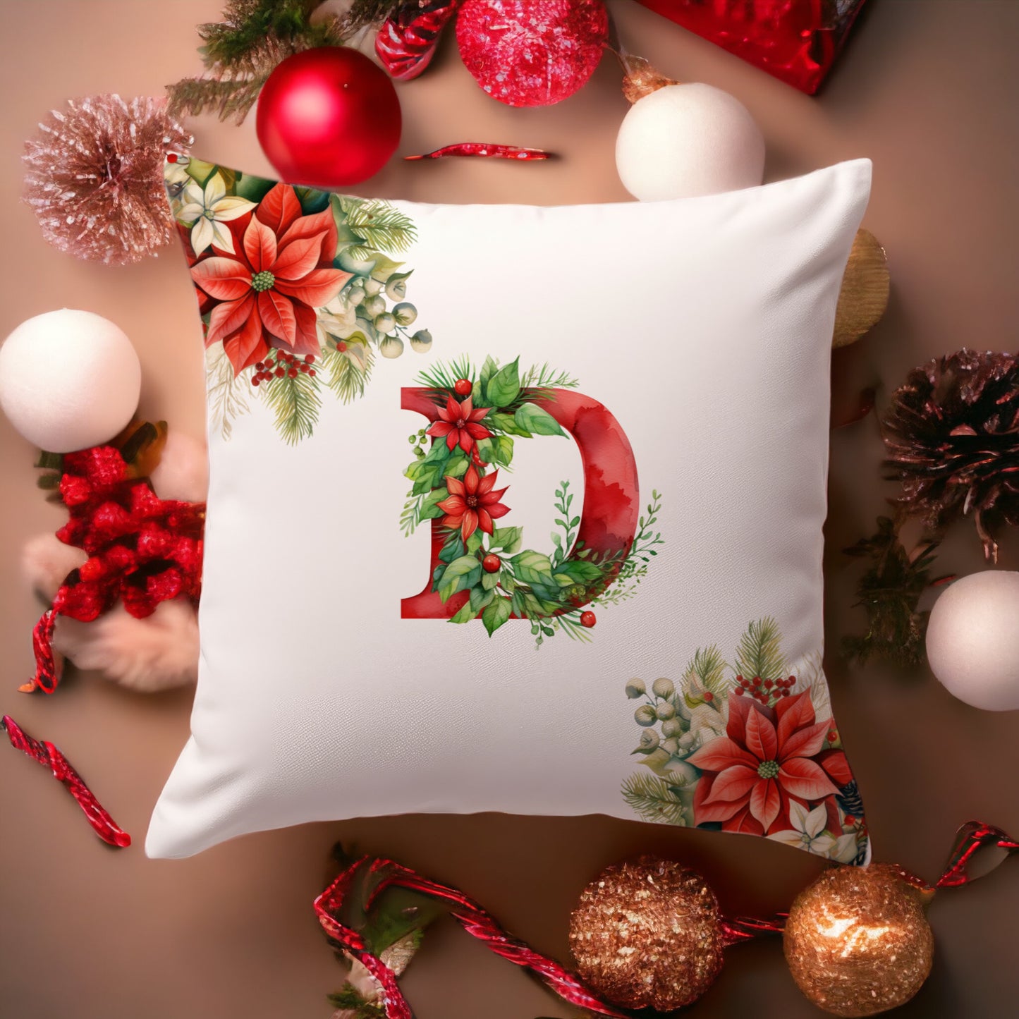 Christmas Pillowcase | Red Alphabet | Home Decor