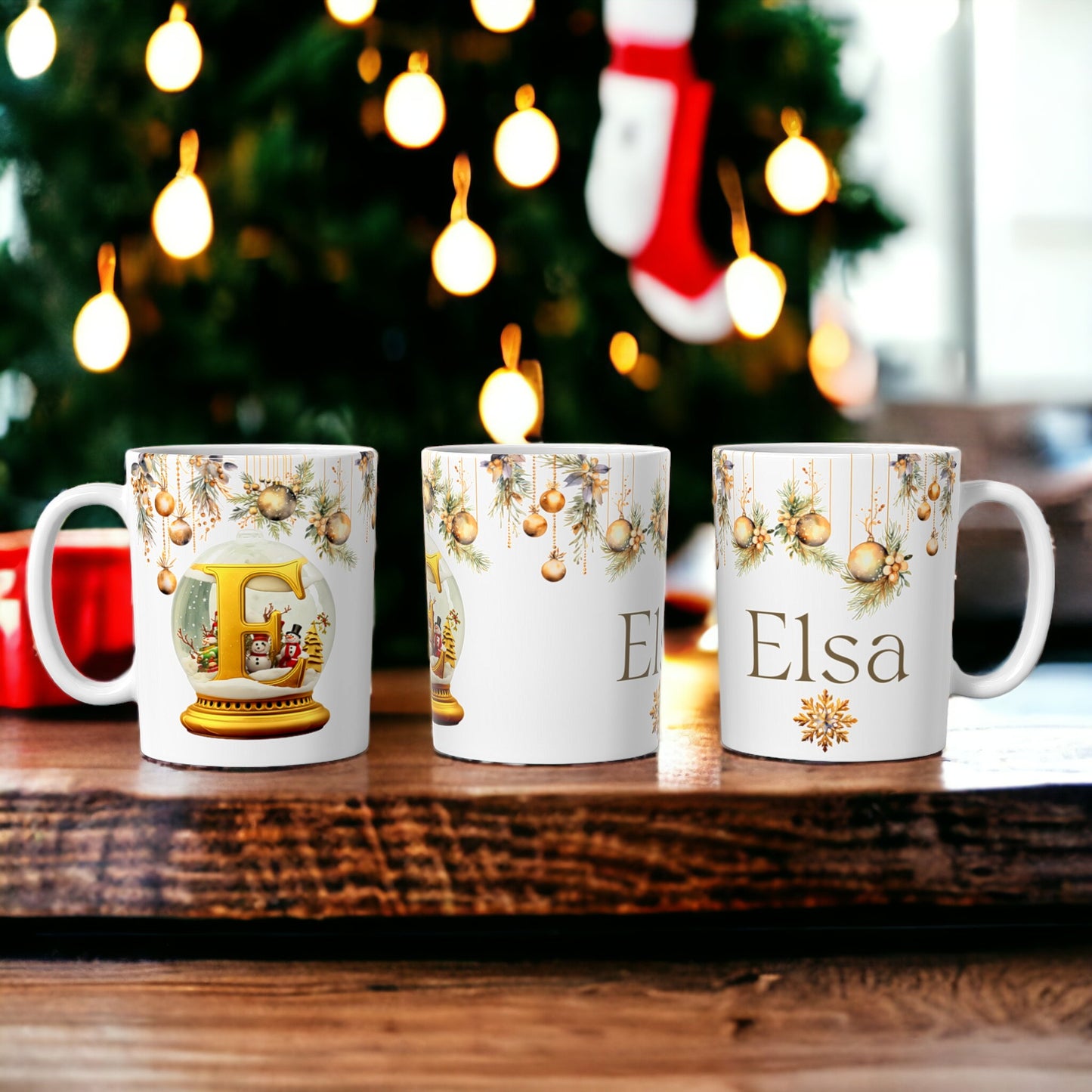 Gold Christmas Mug | Customisable Mugs