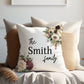 Red and Peach Floral Design | Family Throw Pillow | Personalise