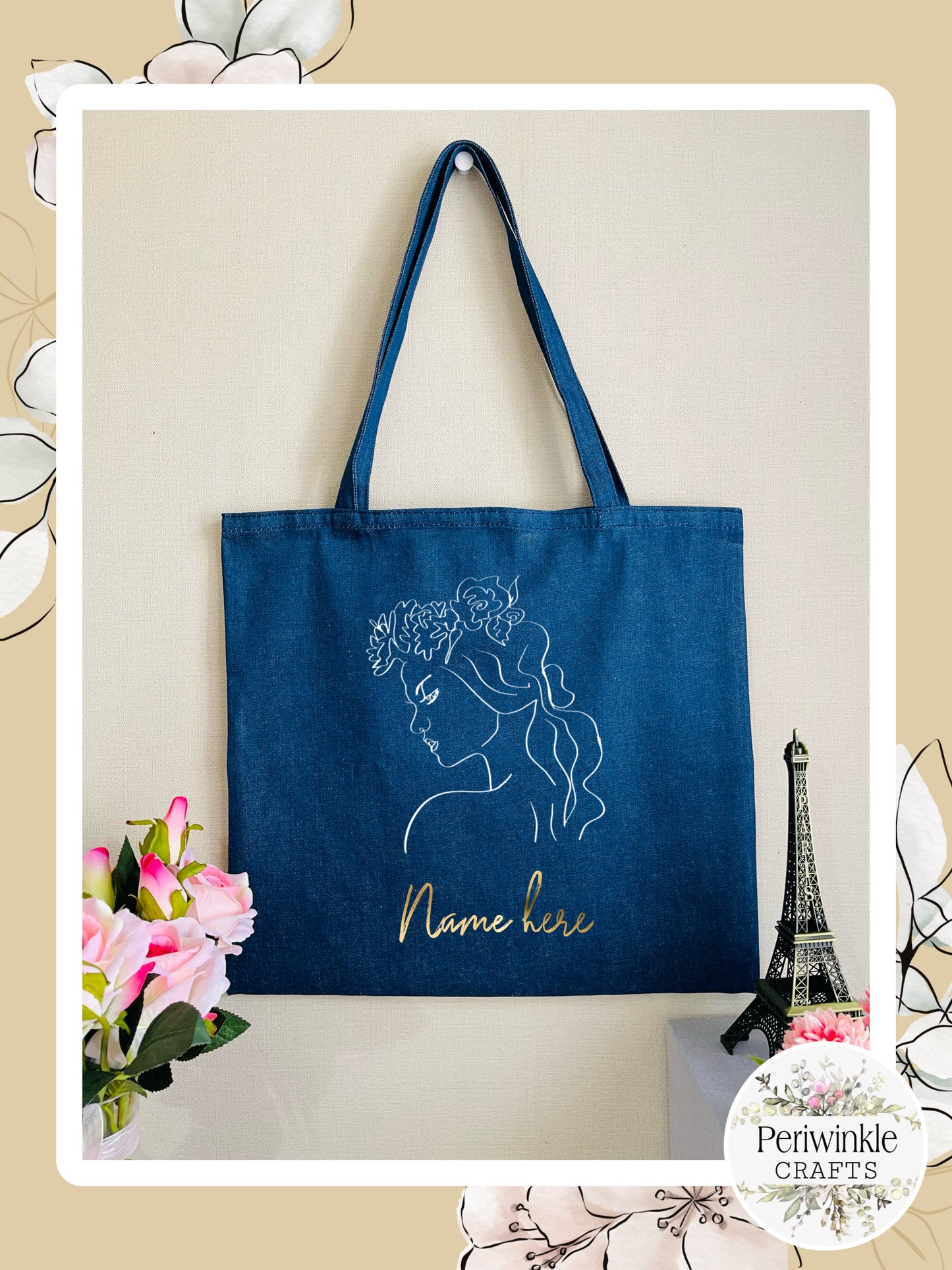 Women Line Art Tote Bag