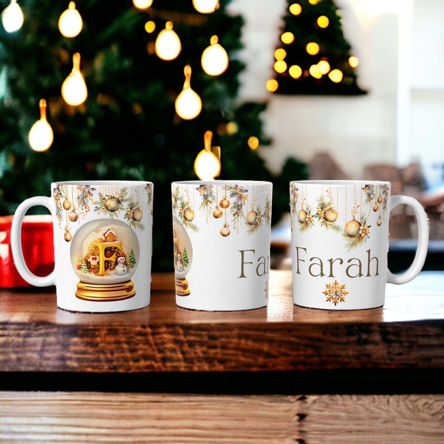 Gold Christmas Mug | Customisable Mugs