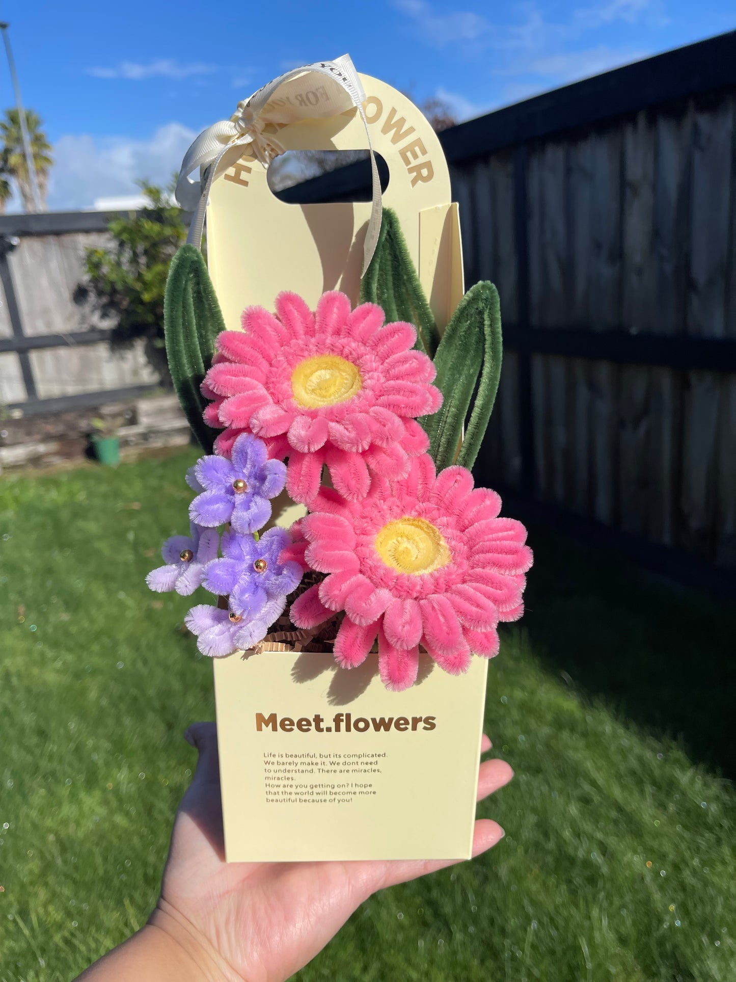 Pink Gerberra Flower Box | Pipe cleaner | Handmade