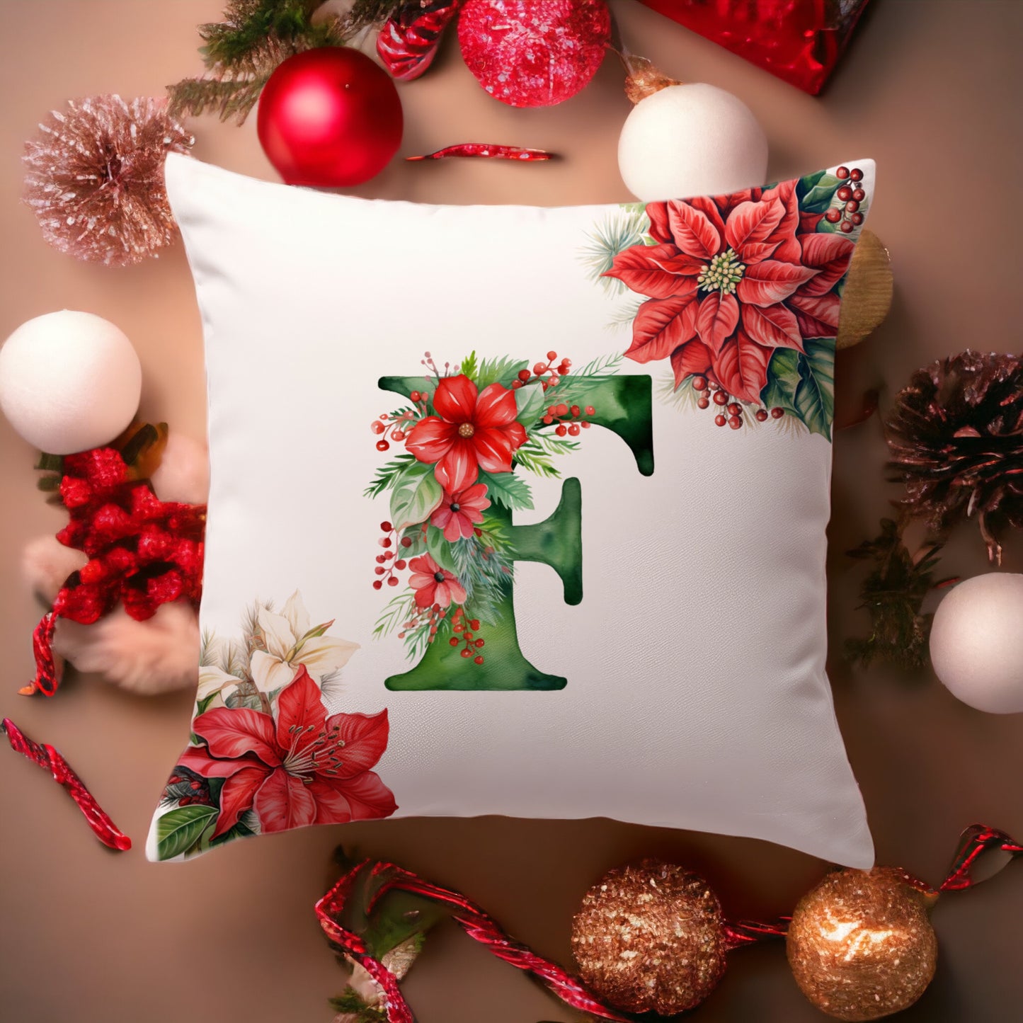 Christmas Pillowcase | Green Alphabet | Home Decor