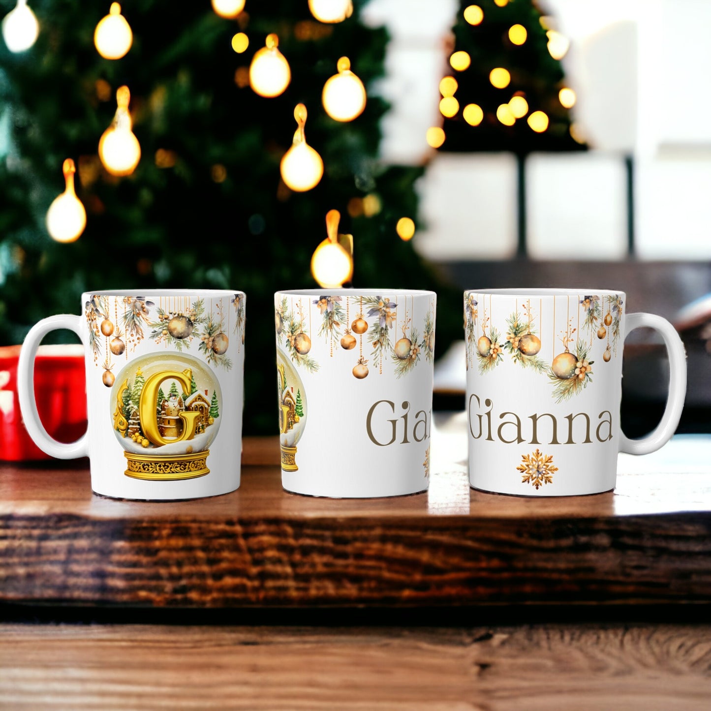 Gold Christmas Mug | Customisable Mugs