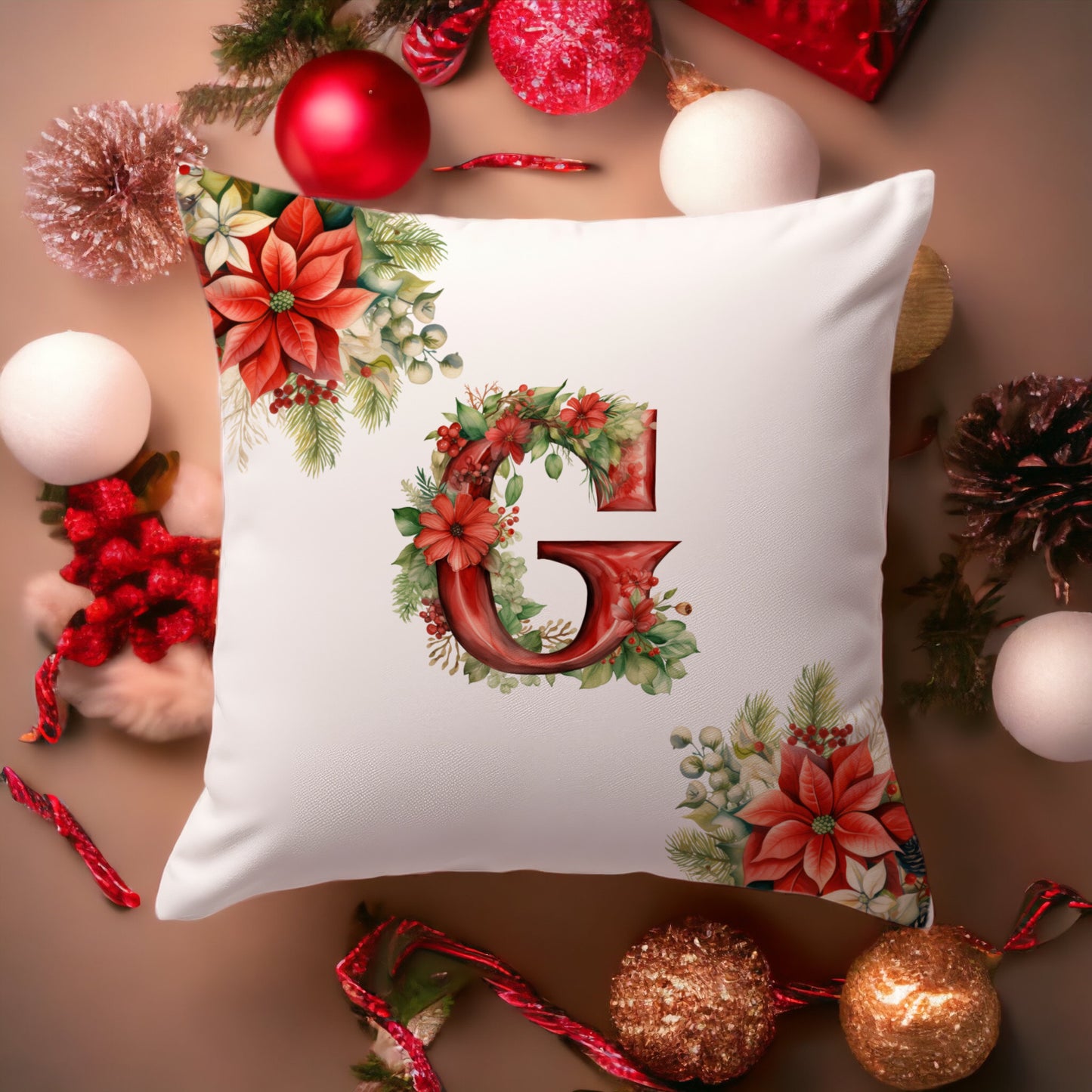 Christmas Pillowcase | Red Alphabet | Home Decor