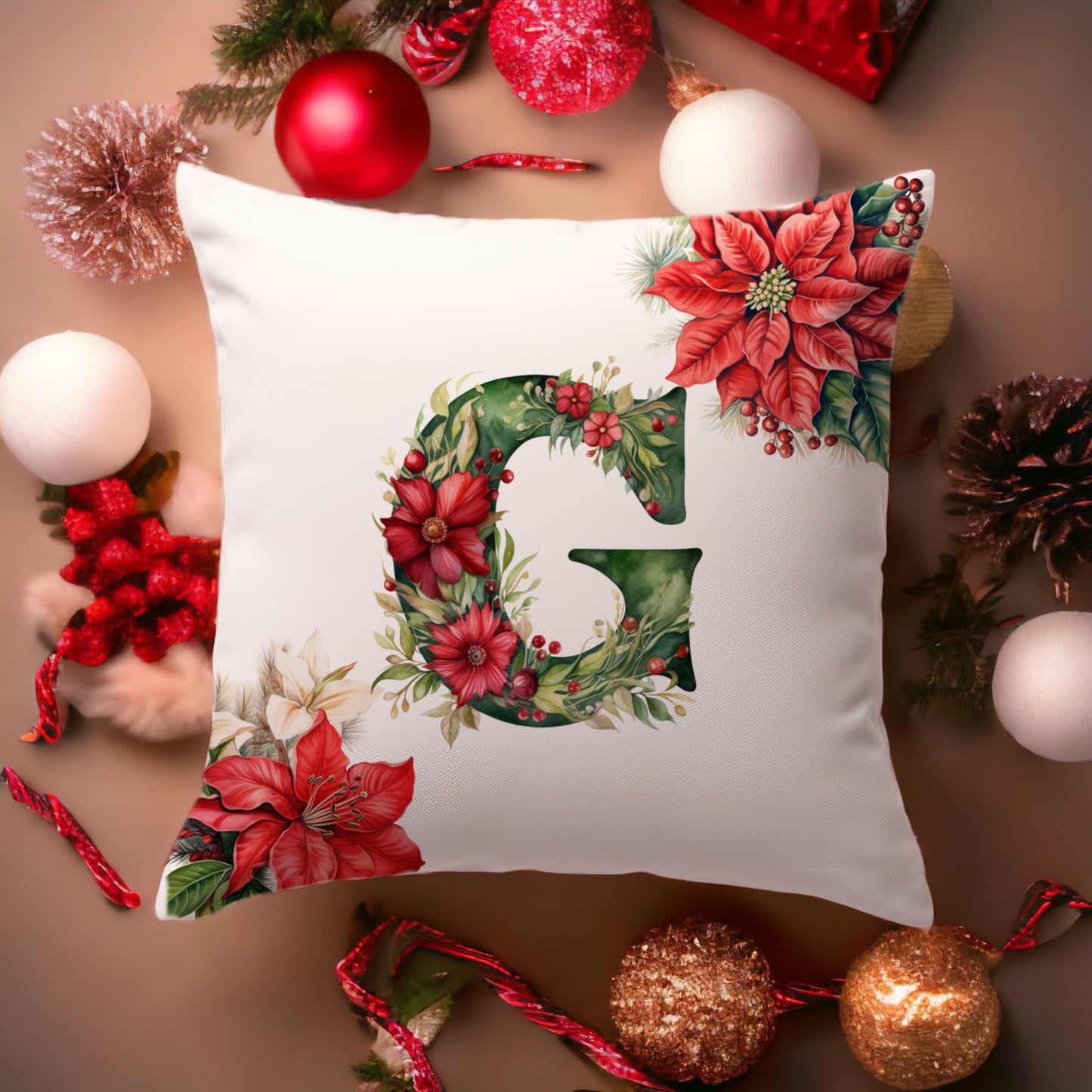 Christmas Pillowcase | Green Alphabet | Home Decor