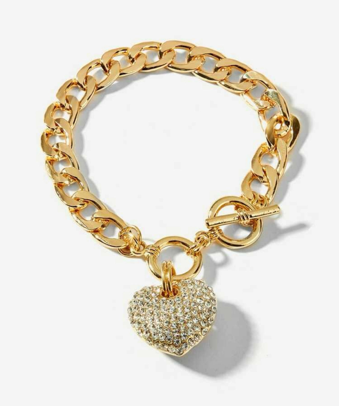 Chained Heart Rhinestone Bracelet | Accessories