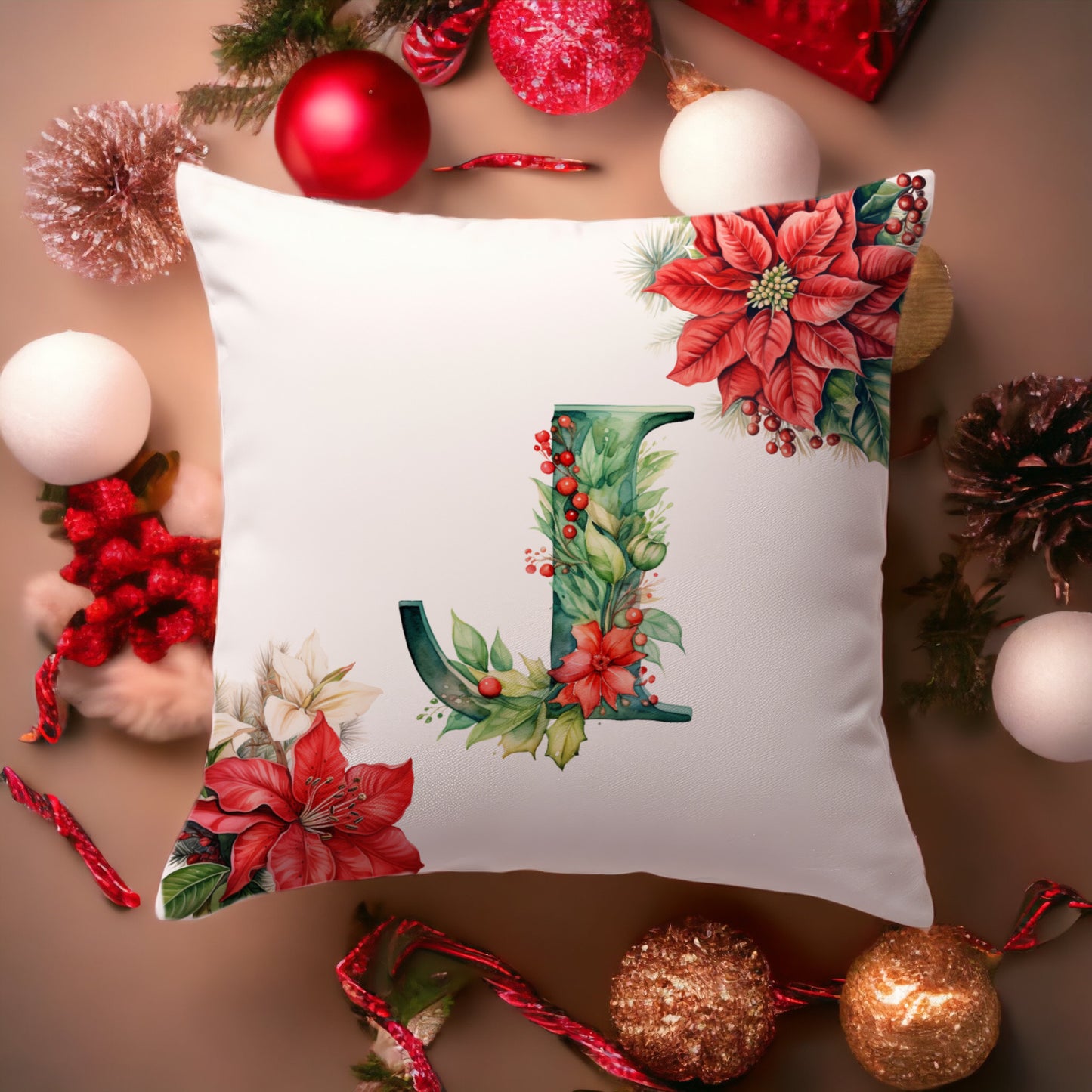 Christmas Pillowcase | Green Alphabet | Home Decor