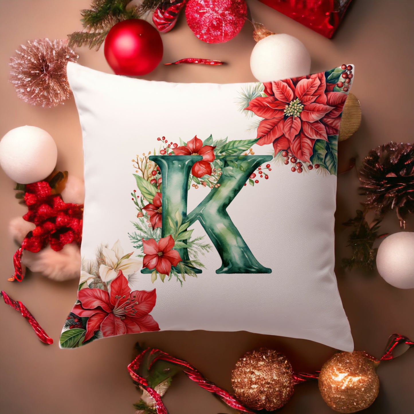 Christmas Pillowcase | Green Alphabet | Home Decor